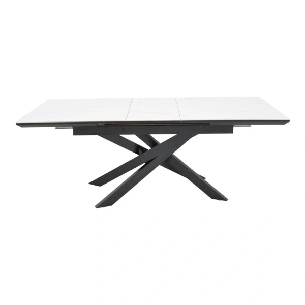 Τραπέζι Rogemi  sintered stone -γκρι mdf-μαύρο μέταλλο 160-200x90x75εκ