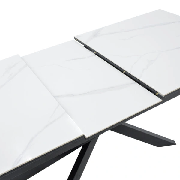 Τραπέζι Rogemi  sintered stone -γκρι mdf-μαύρο μέταλλο 160-200x90x75εκ