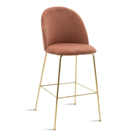 Σκαμπό μπαρ Ruth  μεταλλικό χρυσό gloss-βελούδο σάπιο μήλο