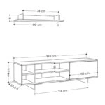 Σύνθετο σαλονιού Saloon  σε λευκή-oak απόχρωση 160x35.5x44εκ