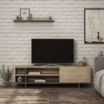 Σύνθετο σαλονιού Saloon  σε ανθρακί-oak απόχρωση 160x35.5x44εκ