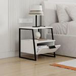 Κομοδίνο Johana μαύρο-λευκό 45x40x50εκ