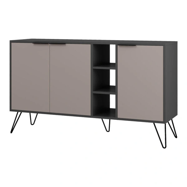 Μπουφές Clara  σε μόκα-ανθρακί απόχρωση 142x35,6x83εκ