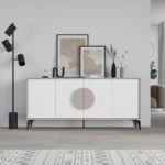 Μπουφές Gora σε λευκή με μόκα απόχρωση 180x35.6x82εκ