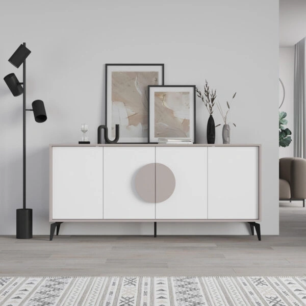 Μπουφές Gora σε λευκή με μόκα απόχρωση 180x35.6x82εκ