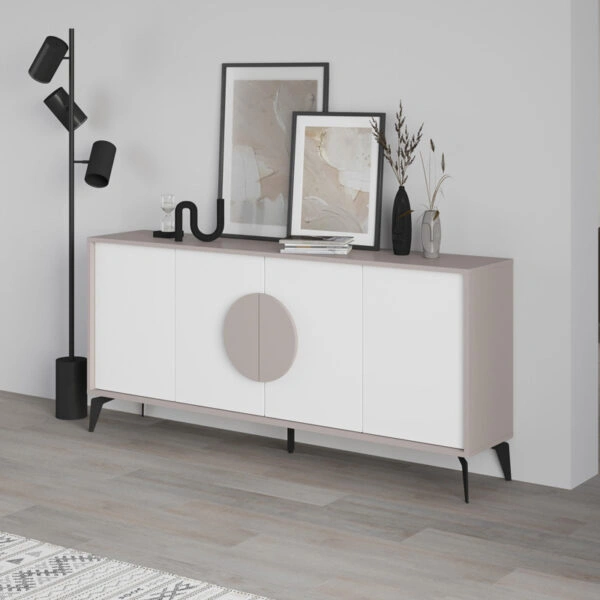 Μπουφές Gora σε λευκή με μόκα απόχρωση 180x35.6x82εκ