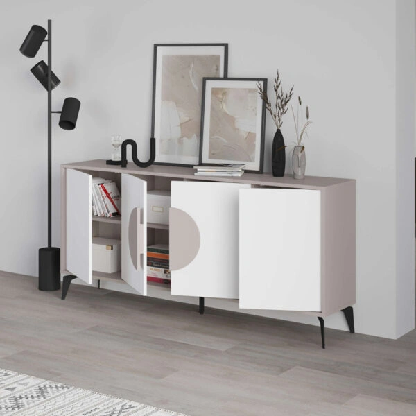 Μπουφές Gora σε λευκή με μόκα απόχρωση 180x35.6x82εκ