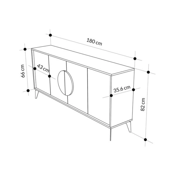 Μπουφές Gora σε λευκή με μόκα απόχρωση 180x35.6x82εκ