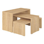 Τραπέζια σαλονιού Kantar σετ 3τεμ σε φυσική απόχρωση 65x30x39εκ