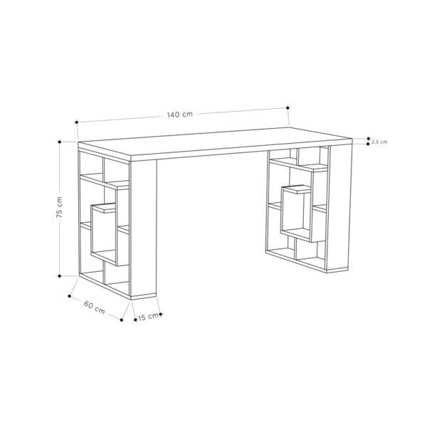 Γραφείο Labirent  χρώμα λευκό-μόκα 140x60x75εκ