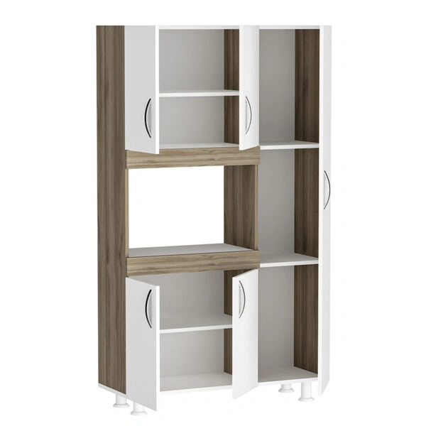 Ντουλάπα κουζίνας Defne  χρώμα λευκό-καρυδί 89x37.5x160εκ