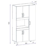 Ντουλάπα κουζίνας Defne  χρώμα λευκό-καρυδί 89x37.5x160εκ