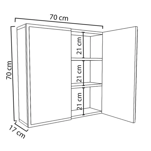 Ντουλάπι μπάνιου με καθρέπτη Poliana  λευκό 70x17x70εκ