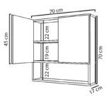 Ντουλάπι μπάνιου με καθρέπτη Zante  λευκό 70x17x70εκ