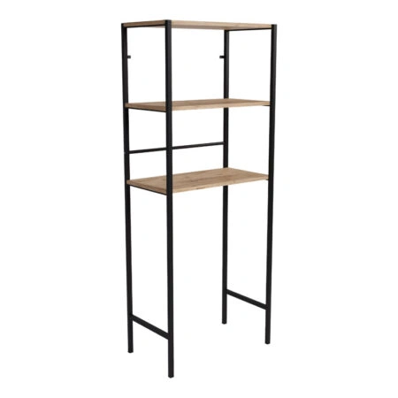 Έπιπλο πλυντηρίου Zermin  μελαμίνης-μεταλλικό φυσικό-μαύρο 70x25x150εκ