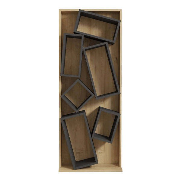 Βιβλιοθήκη Jamey  φυσικό-ανθρακί 60x24x153,6εκ