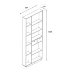 Βιβλιοθήκη με συρτάρια Dakin  σε oak απόχρωση 80x25x190εκ