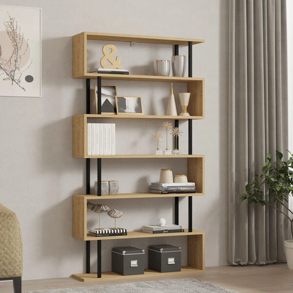 Βιβλιοθήκη Ziza  σε oak απόχρωση 90x22x162.6εκ