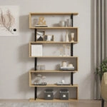 Βιβλιοθήκη Ziza  σε oak απόχρωση 90x22x162.6εκ