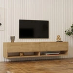 Έπιπλο τηλεόρασης επιτοίχιο Melosa σε oak απόχρωση 141x30x31εκ