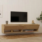 Έπιπλο τηλεόρασης επιτοίχιο Melosa σε oak απόχρωση 141x30x31εκ