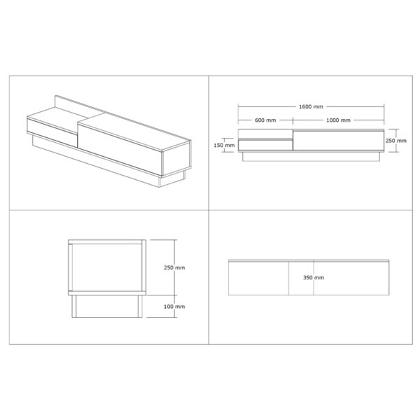 Έπιπλο τηλεόρασης Eclipse  σε sonoma-ανθρακί απόχρωση 160x35x35εκ