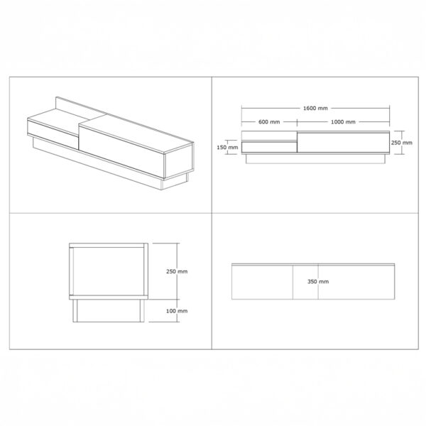 Έπιπλο τηλεόρασης Eclipse  σε κρεμ-oak απόχρωση 160x35x35εκ
