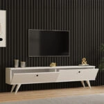 Έπιπλο τηλεόρασης Jate  σε λευκή απόχρωση 160x25x40εκ