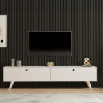 Έπιπλο τηλεόρασης Jate  σε λευκή απόχρωση 160x25x40εκ