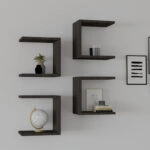 Ραφιέρα τοίχου Perari  4τεμ.σε σκούρο καρυδί απόχρωση 30x19.6x30εκ