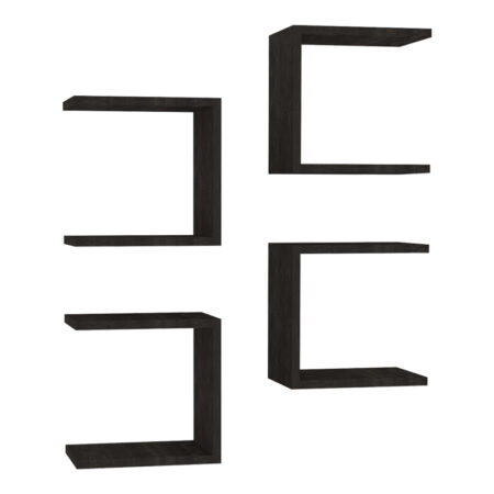 Ραφιέρα τοίχου Perari  4τεμ.σε σκούρο καρυδί απόχρωση 30x19.6x30εκ