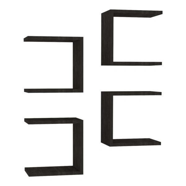 Ραφιέρα τοίχου Perari  4τεμ.σε σκούρο καρυδί απόχρωση 30x19.6x30εκ