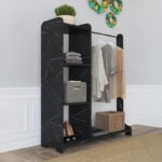 Έπιπλο εισόδου Renesme  σε μαύρο με όψη μαρμάρου 106x45x128εκ