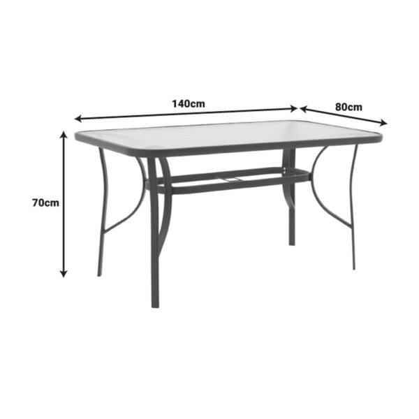 Τραπέζι Ensure μέταλλο καφέ-γυαλί 140x80x70εκ