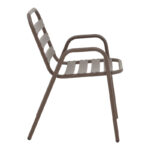 Πολυθρόνα Sussie στοιβαζόμενη καφέ μέταλλο με φέτες αλουμινίου 45x62x76εκ