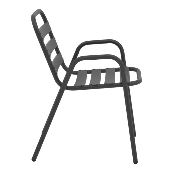 Πολυθρόνα Sussie  στοιβαζόμενη ανθρακί μέταλλο με φέτες αλουμινίου 45x62x76εκ