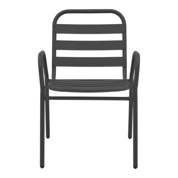 Πολυθρόνα Sussie  στοιβαζόμενη ανθρακί μέταλλο με φέτες αλουμινίου 45x62x76εκ