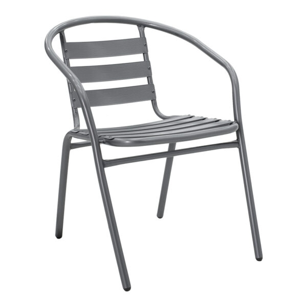 Tραπεζαρία Watson-Tade  σετ 3τεμ μέταλλο ανθρακί-γυαλί Φ60x70εκ