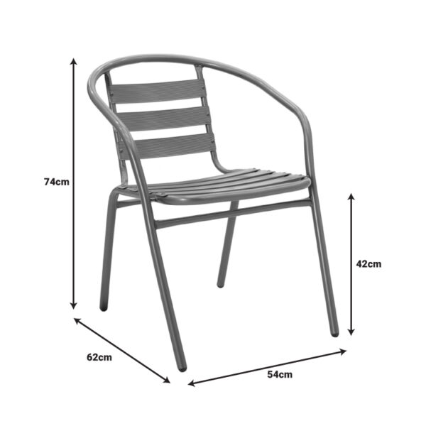 Tραπεζαρία Watson-Tade  σετ 3τεμ μέταλλο ανθρακί-γυαλί Φ60x70εκ