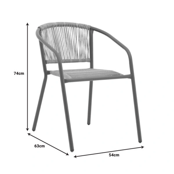 Tραπεζαρία Watson-Lindaria  σετ 3τεμ μέταλλο ανθρακί-γυαλί- pe rattan σε φυσική απόχρωση Φ60x70εκ