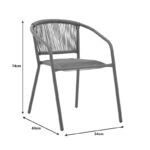 Τραπεζαρία Watson-Lindaria  3τεμ μέταλλο ανθρακί-γυαλί και pe rattan σε φυσική απόχρωση 70x70x70εκ