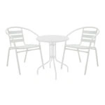 Τραπεζαρία Vergo-Tade  σετ 3τεμ λευκό μέταλλο Φ60x70εκ