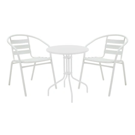 Τραπεζαρία Vergo-Tade  σετ 3τεμ λευκό μέταλλο Φ60x70εκ