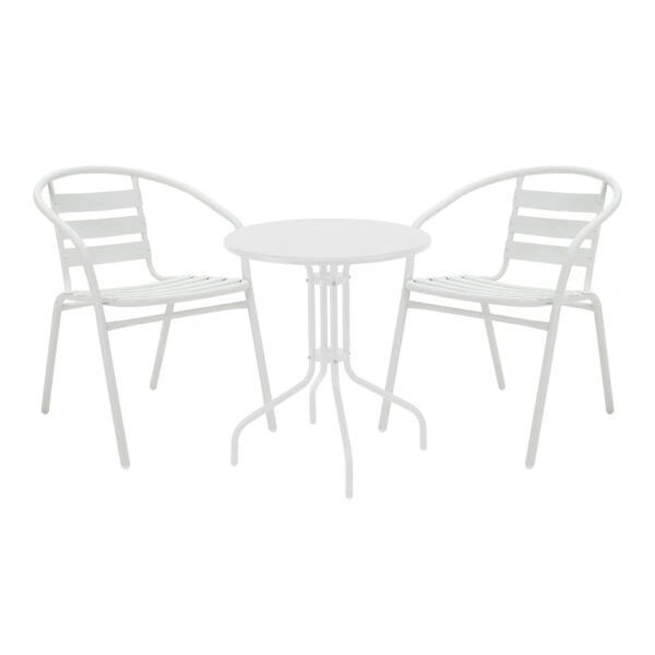 Τραπεζαρία Vergo-Tade  σετ 3τεμ λευκό μέταλλο Φ60x70εκ