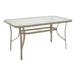 Τραπεζαρία Tade-Ensure 5τεμ μέταλλο-γυαλί σε σαμπανιζέ απόχρωση 140x80x70εκ