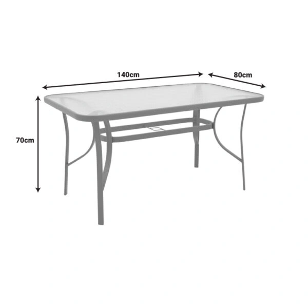 Τραπεζαρία Obbi-Ensure 5τεμ μέταλλο-γυαλί σε μαύρη απόχρωση 140x80x70εκ