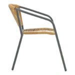 Τραπεζαρία Ensure-Lindaria  σετ 5τεμ μέταλλο σε ανθρακί και pe rattan σε φυσική απόχρωση 120x70x70εκ