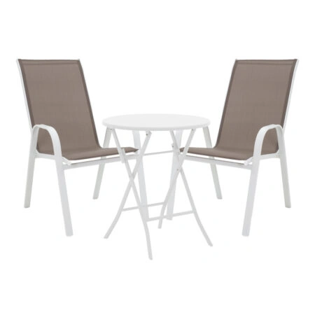 Τραπεζαρία Albero-Calan pakoworld 3τεμ μέταλλο σε λευκή απόχρωση Φ60x70εκ