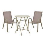 Τραπεζαρία Albero-Calan 3τεμ μέταλλο σε σαμπανιζέ απόχρωση Φ60x70εκ