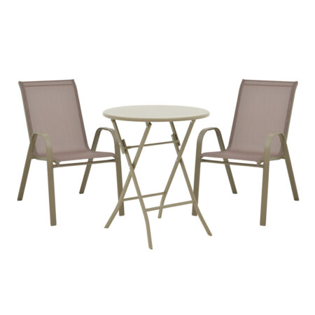 Τραπεζαρία Albero-Calan 3τεμ μέταλλο σε σαμπανιζέ απόχρωση Φ60x70εκ